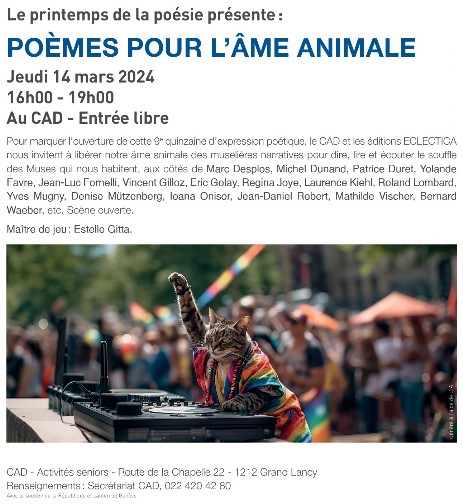 Poèmes pour l'âme animale 14 mars 2024 CAD